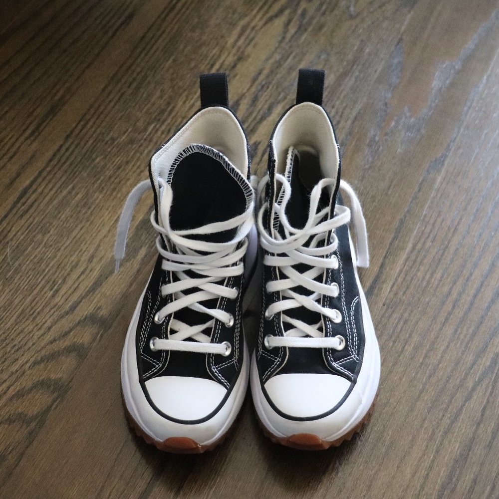 Converse Run Star Hike Platform Black Canvas Shoes Woman Size 5.5 Men Size 4